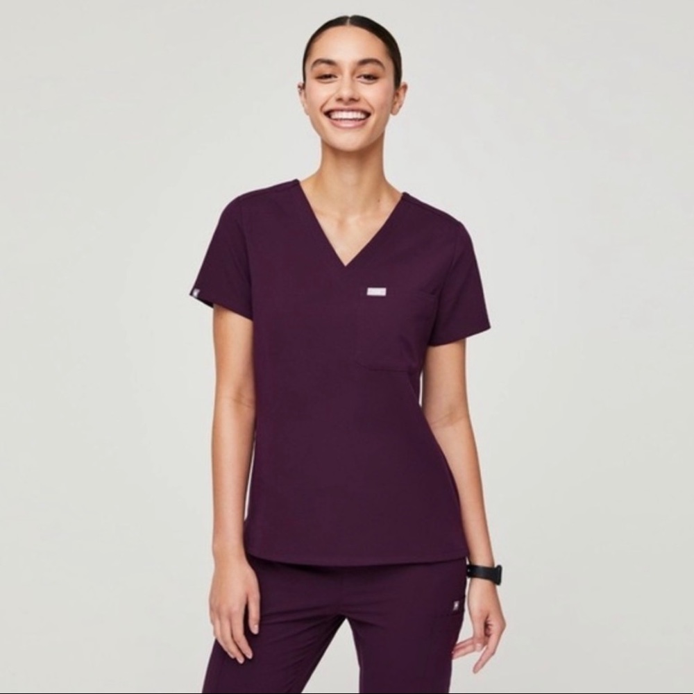 Figs Deep Purple Catarina Scrub Top